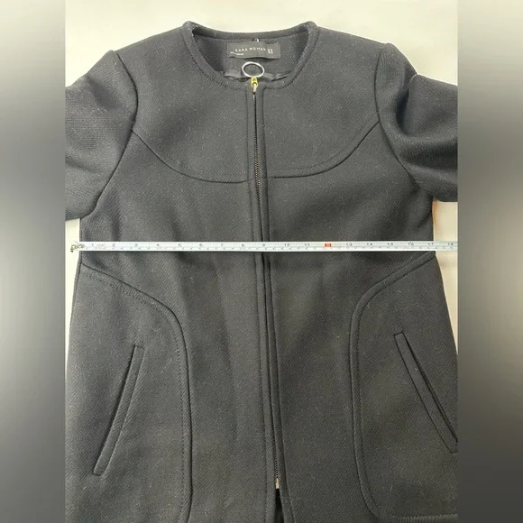 Zara women's black wool zip up coat size xs - Picture 8 of 10